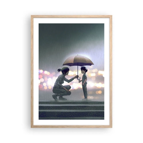 Póster en marco roble claro - Y todo está bien - 50x70 cm