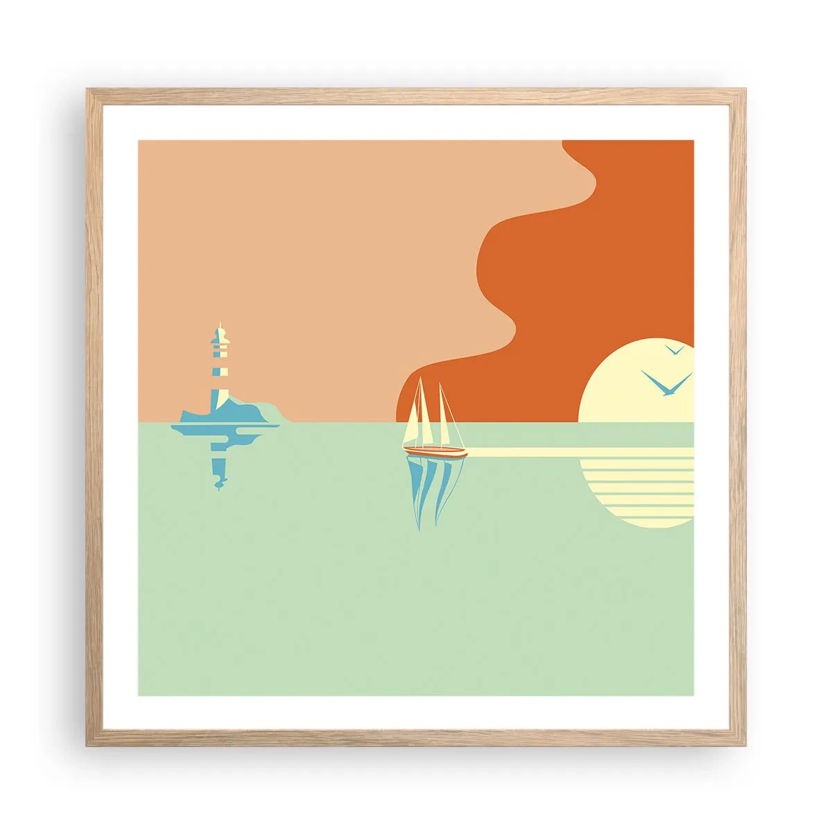 Póster en marco roble claro - Un paisaje marino perfecto - 60x60 cm