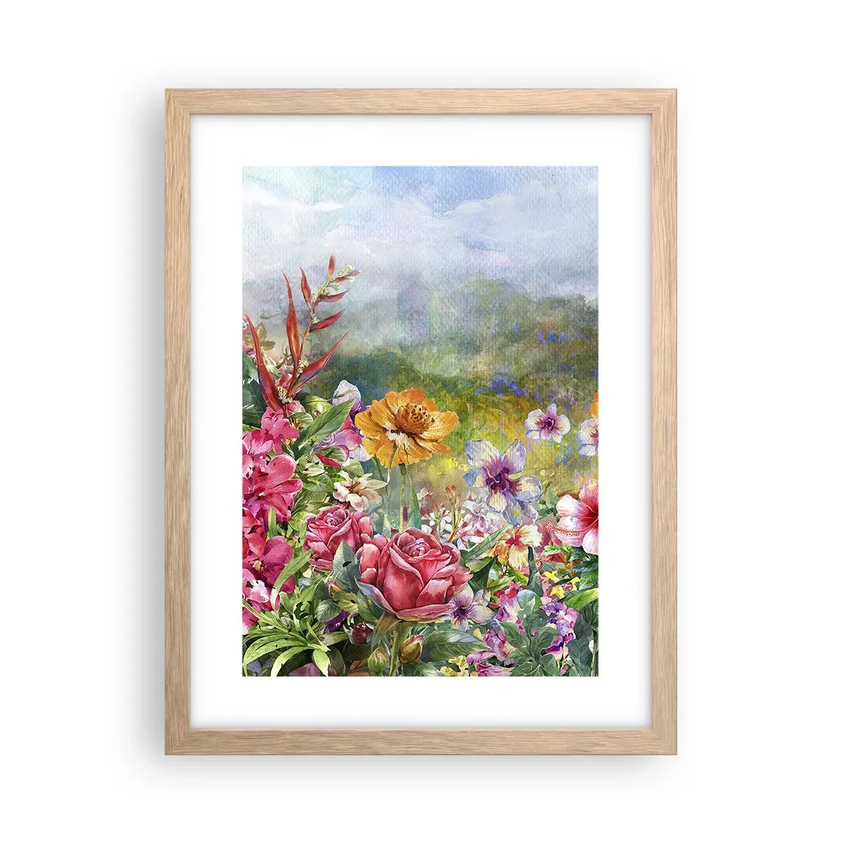 Póster en marco roble claro - Un jardín enloquecido - 30x40 cm
