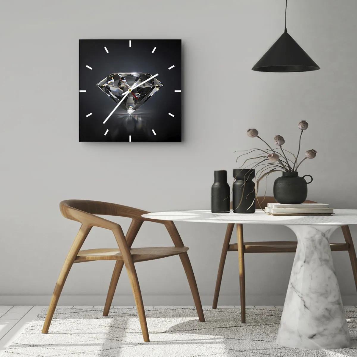 Reloj de pared - Reloj de vidrio - Riqueza y belleza - 30x30 cm