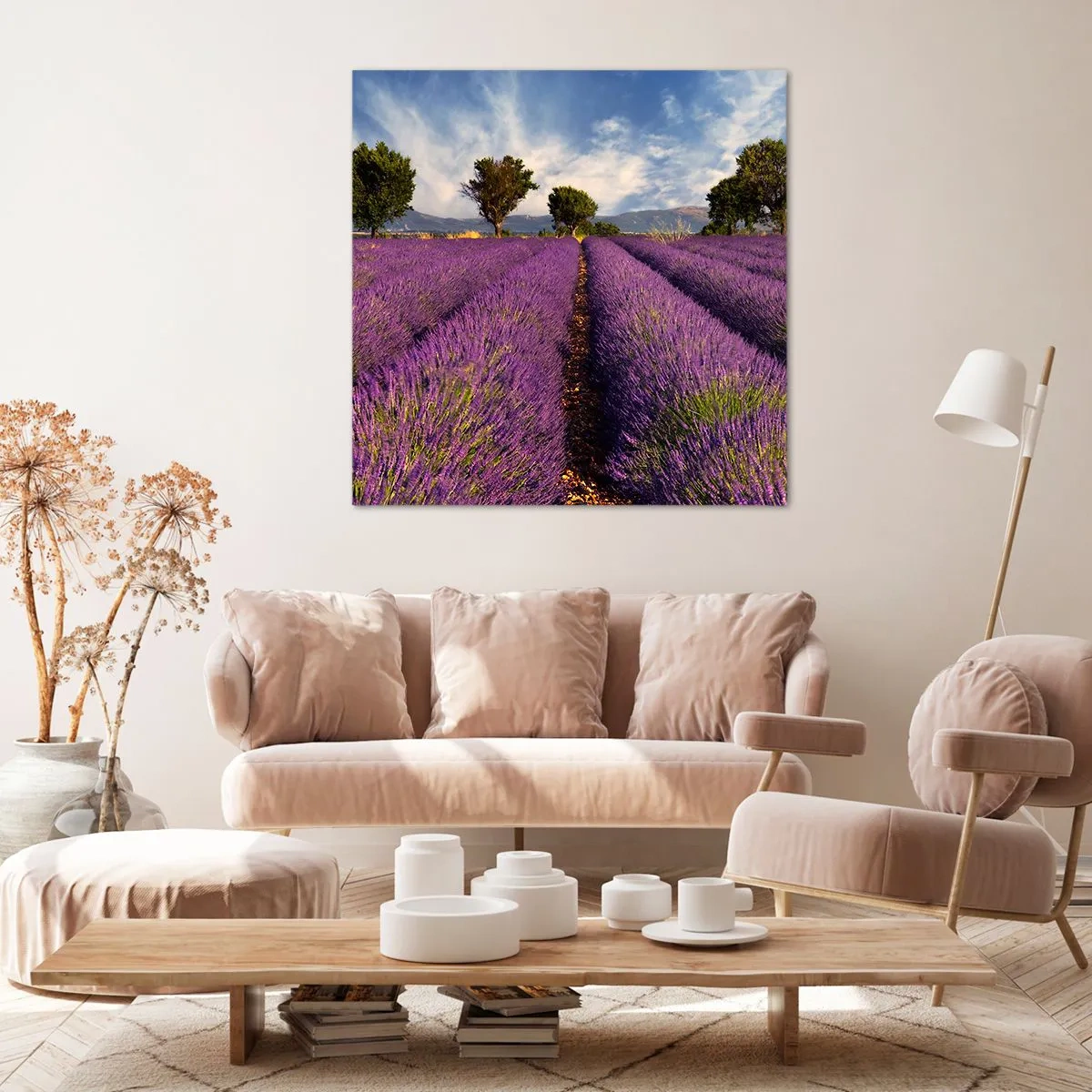 Cuadro sobre lienzo - Impresión de Imagen - Campos de lavanda - 70x70 cm