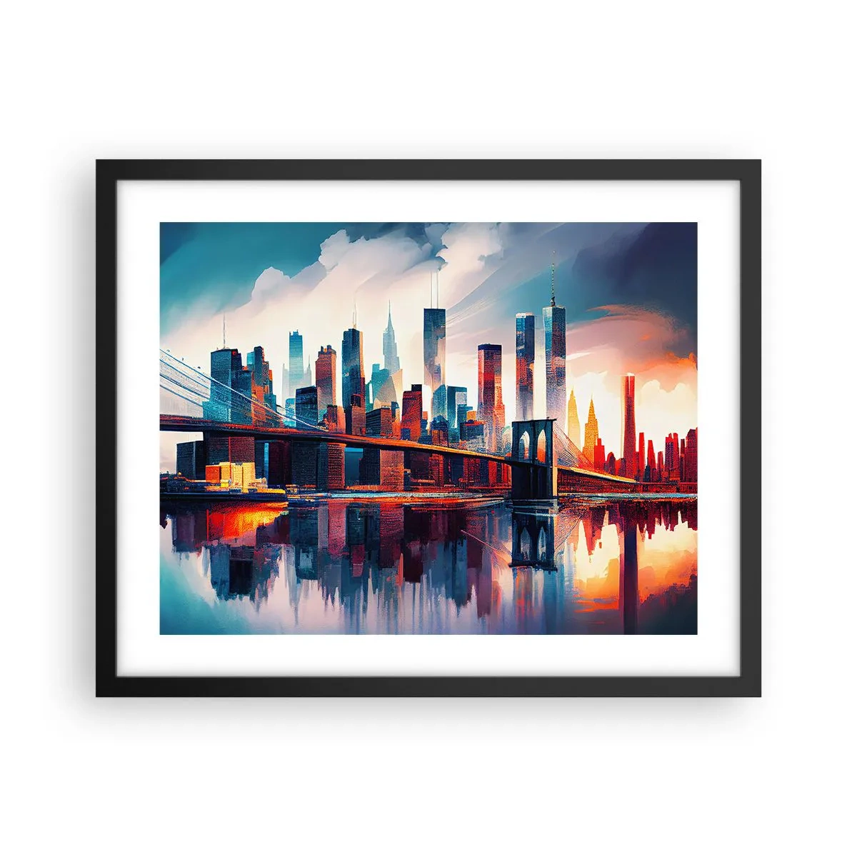 Póster en marco negro - Nueva York siempre luce - 50x40 cm
