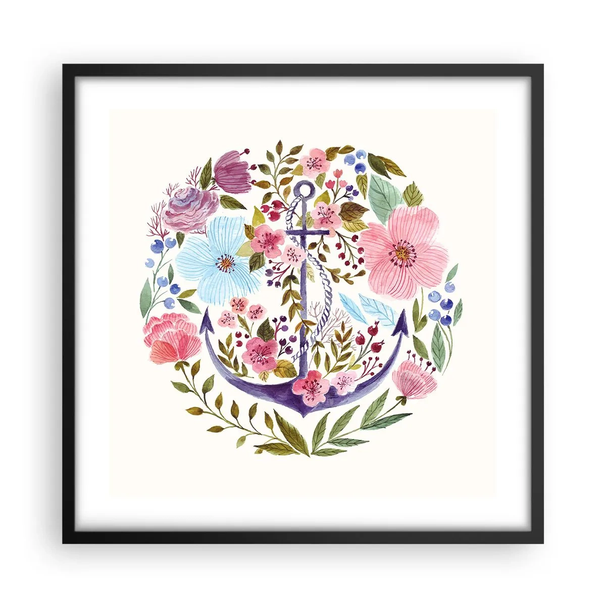 Póster en marco negro - El sueño reparador de un marinero - 50x50 cm