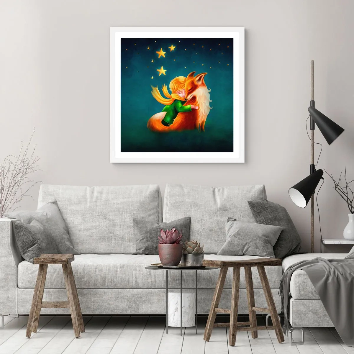 Póster en marco blanco - El Principito - 60x60 cm