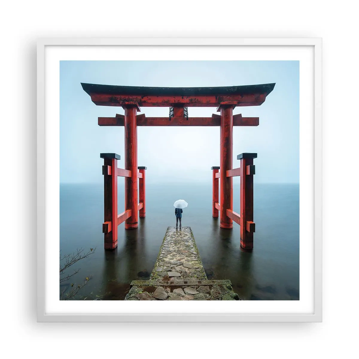 Póster en marco blanco - Ensueño japonés - 60x60 cm