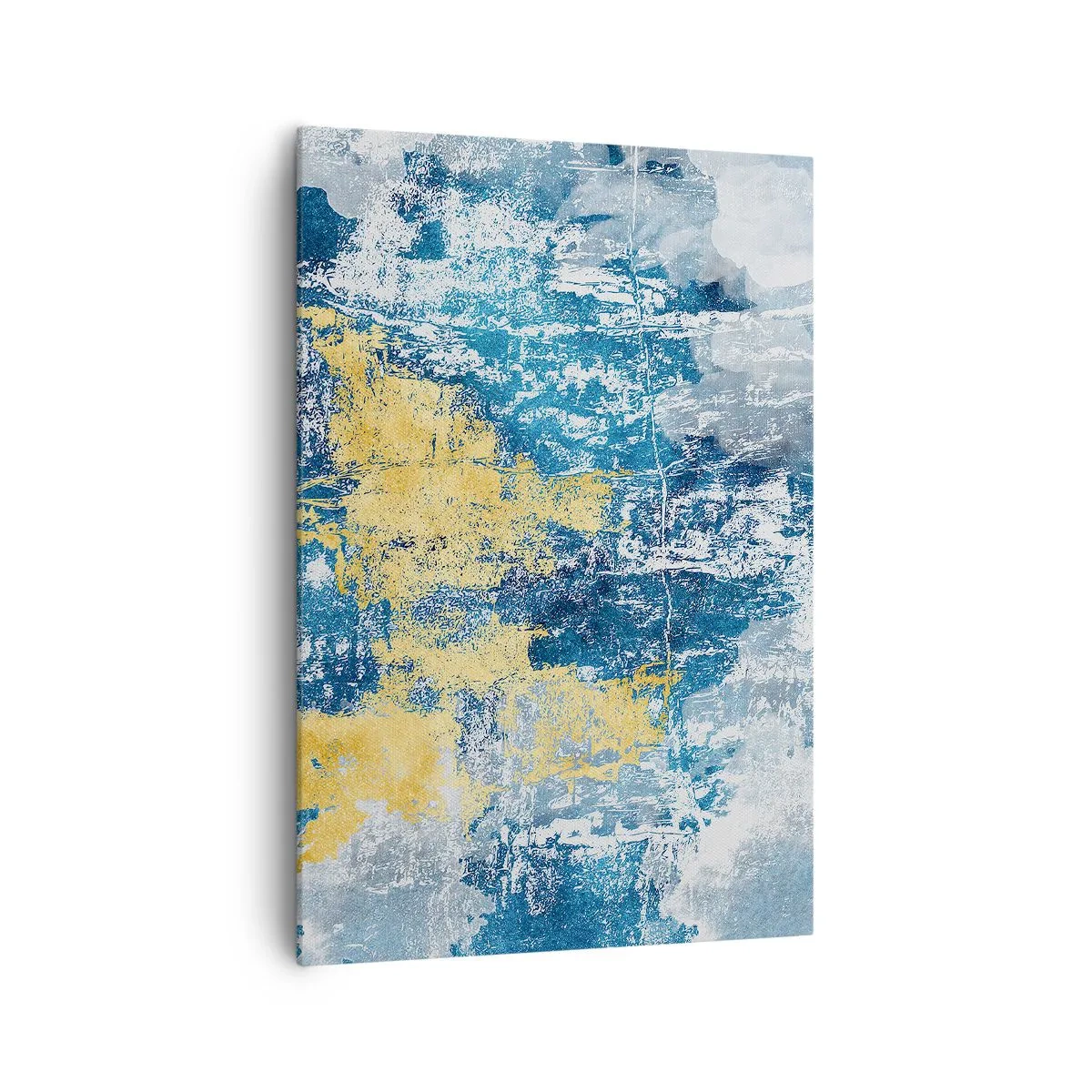 Cuadro sobre lienzo - Impresión de Imagen - Abstracción en tonos azules y amarillos - 70x100cm - Una abstracción serena - Decoración de pared moderna para salón y dormitorio ARTTOR