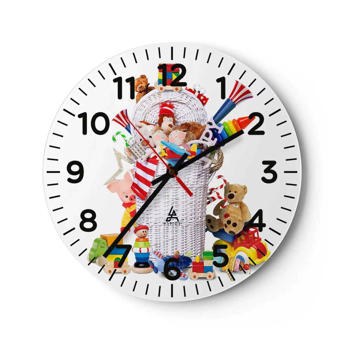Reloj de pared - Reloj de vidrio - Tesoros para los más pequeños - 40x40 cm
