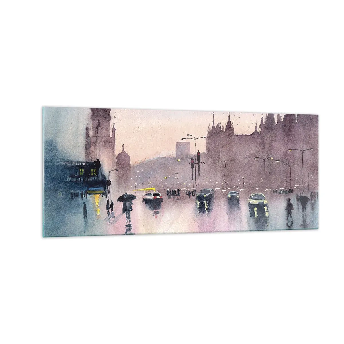 Cuadro sobre vidrio - Impresiones sobre Vidrio - En una niebla lluviosa - 100x40 cm