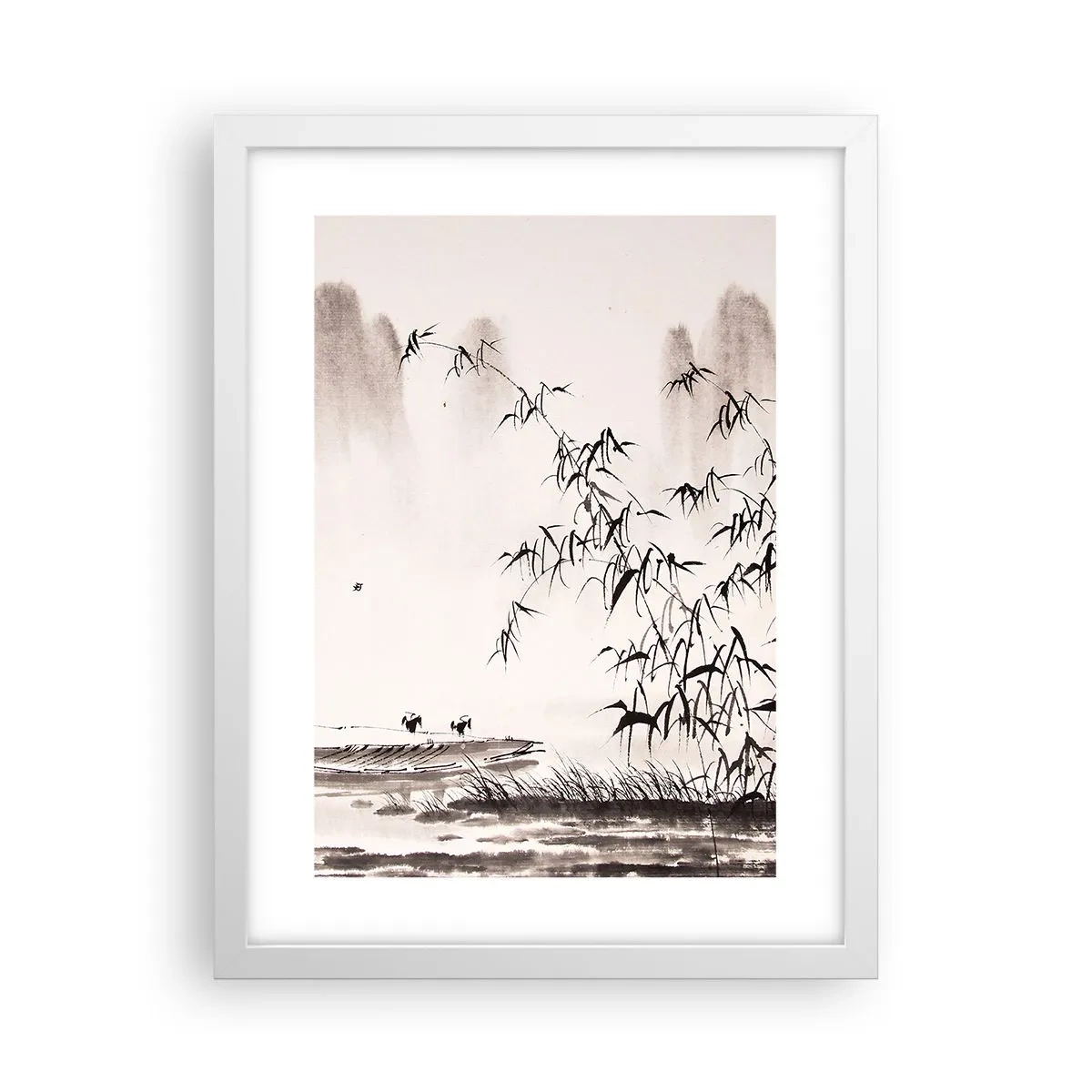 Póster en marco blanco - El silencio de los arrozales - 30x40 cm