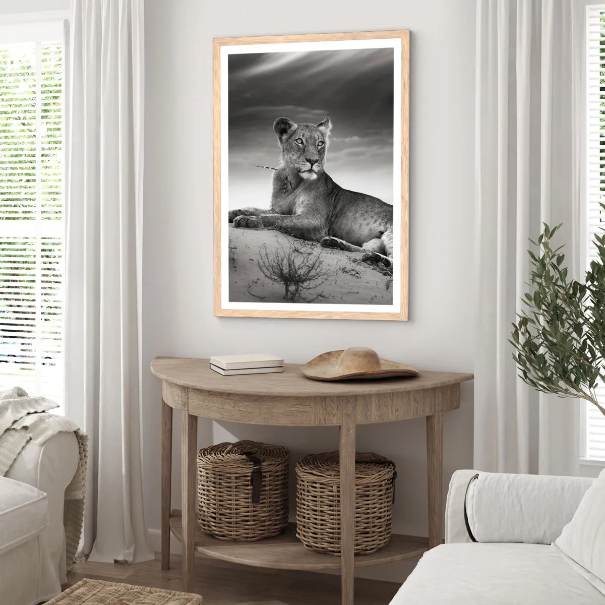 Póster en marco roble claro - Descanso de la reina del desierto - 70x100 cm