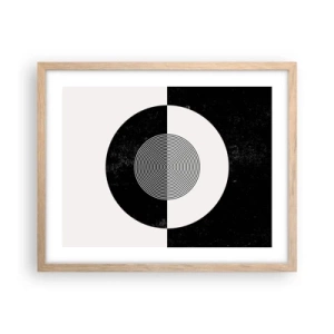 Póster en marco roble claro - Armonía en blanco y negro - 50x40 cm