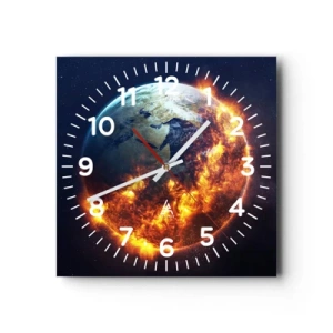 Reloj de pared - Reloj de vidrio - La llama del apocalipsis - 30x30 cm