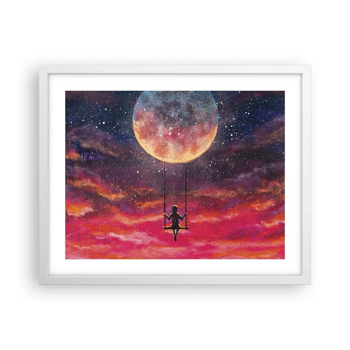 Póster en marco blanco - Disfrutar de las nubes - 50x40 cm