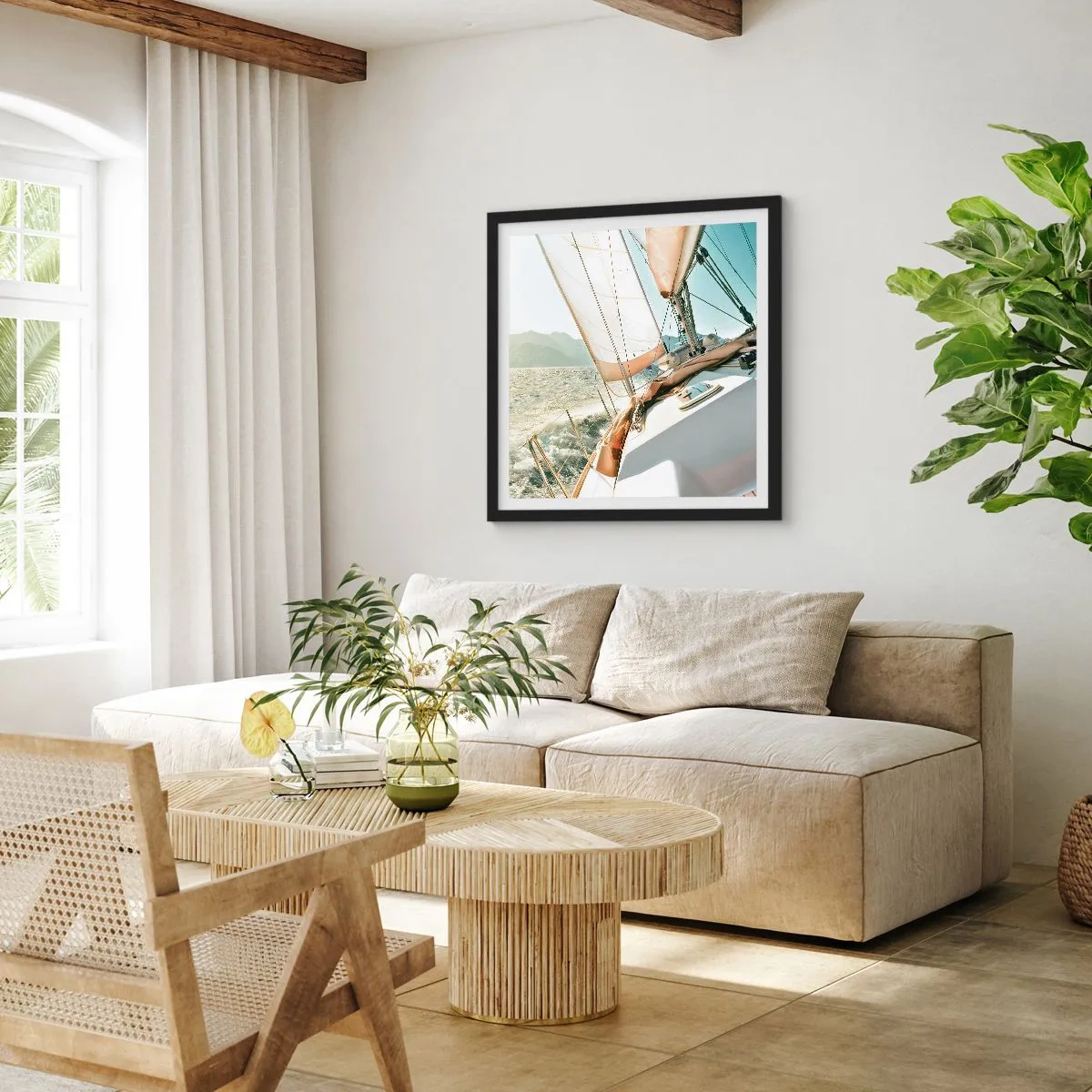 Póster en marco negro - A toda vela - 40x40 cm