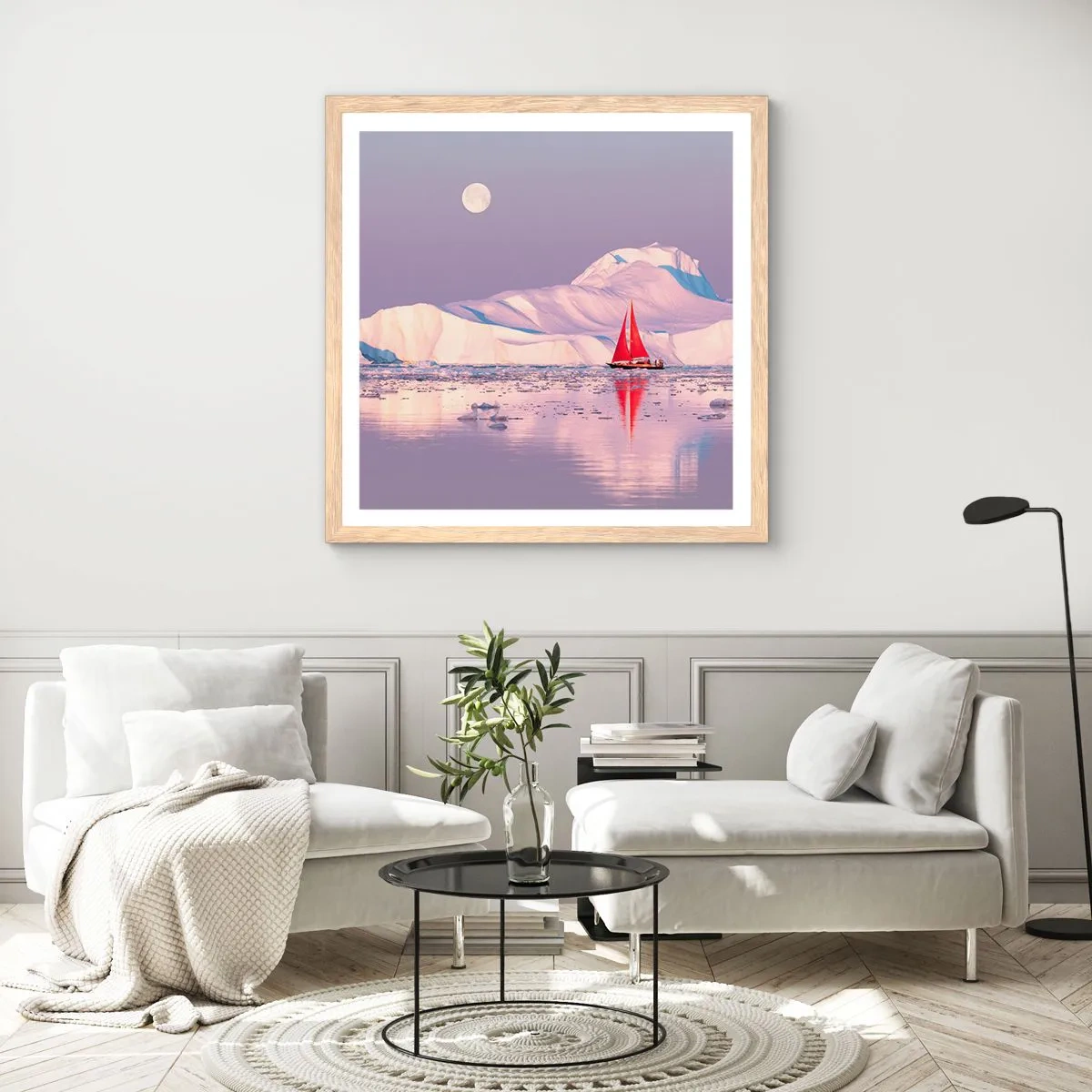 Póster en marco roble claro - El calor de la vela, el frío del hielo - 60x60 cm