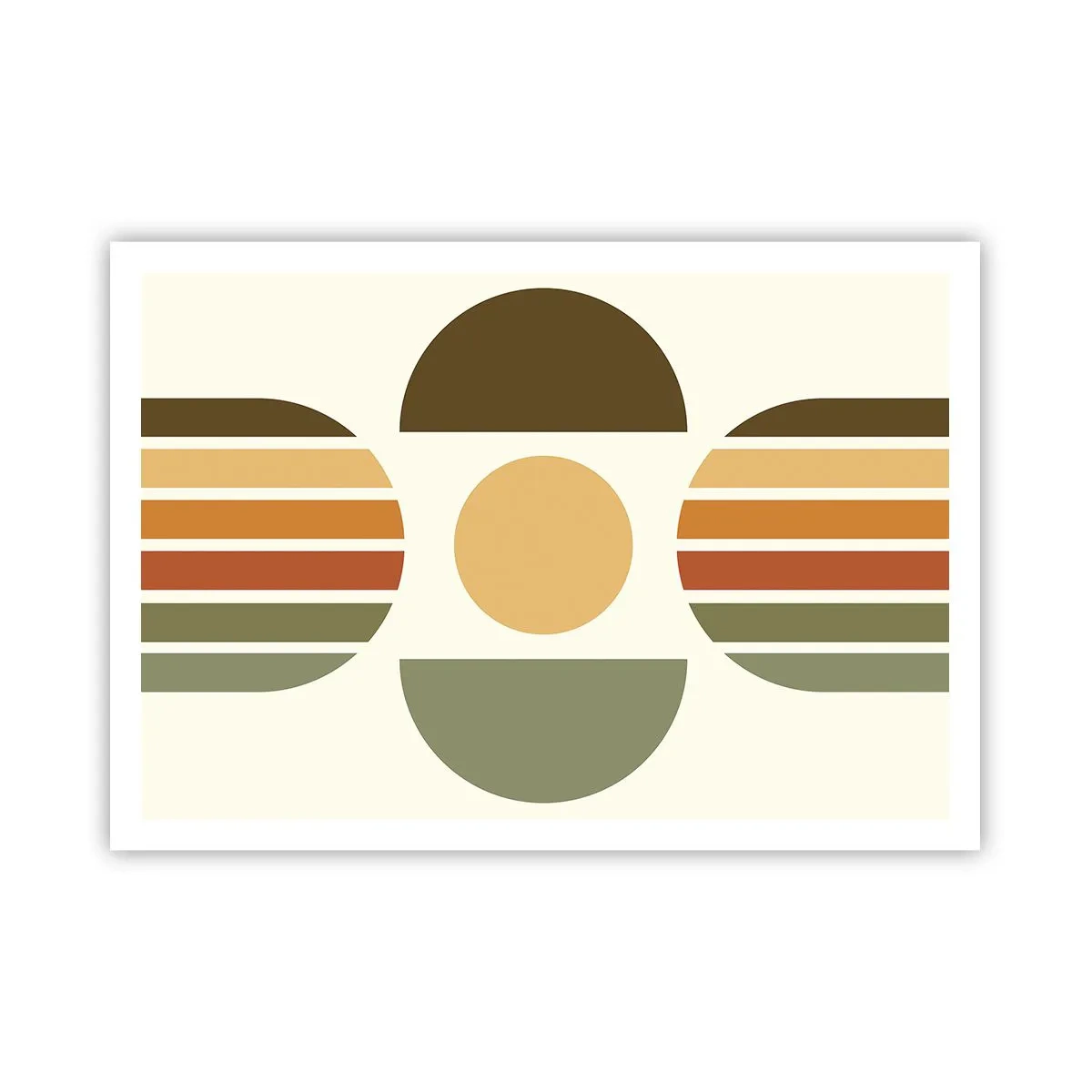 Póster - Composición geométrica con semicírculos y rayas en tonos tierra. - 100x70cm - Los tonos de la tierra - Decoración de pared moderna para salón y dormitorio ARTTOR