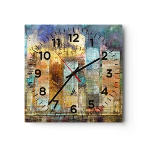 Reloj de pared - Reloj de vidrio - Metrópolis soleada - 30x30 cm