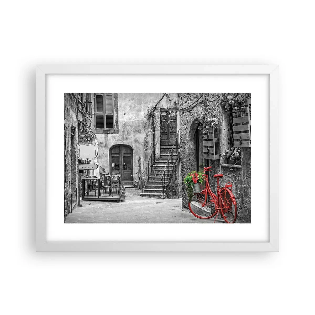 Póster en marco blanco - Callejón de la Toscana - 40x30 cm