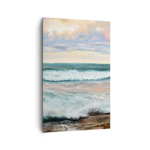 Cuadro sobre lienzo - Impresión de Imagen - Olas del mar contra un cielo nublado al atardecer - 80x120cm - Aquí suavizarás tu alma - Decoración de pared moderna para salón y dormitorio ARTTOR
