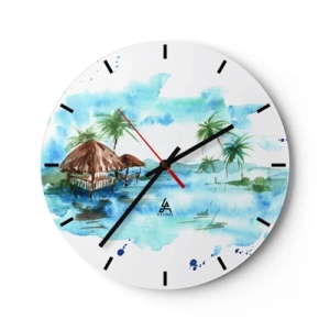 Reloj de pared - Reloj de vidrio - En algún lugar del Pacífico - 40x40 cm
