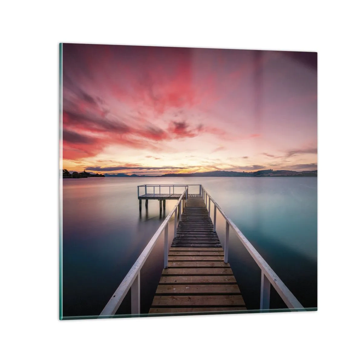 Cuadro sobre vidrio - Impresiones sobre Vidrio - La suave llama del atardecer - 50x50 cm