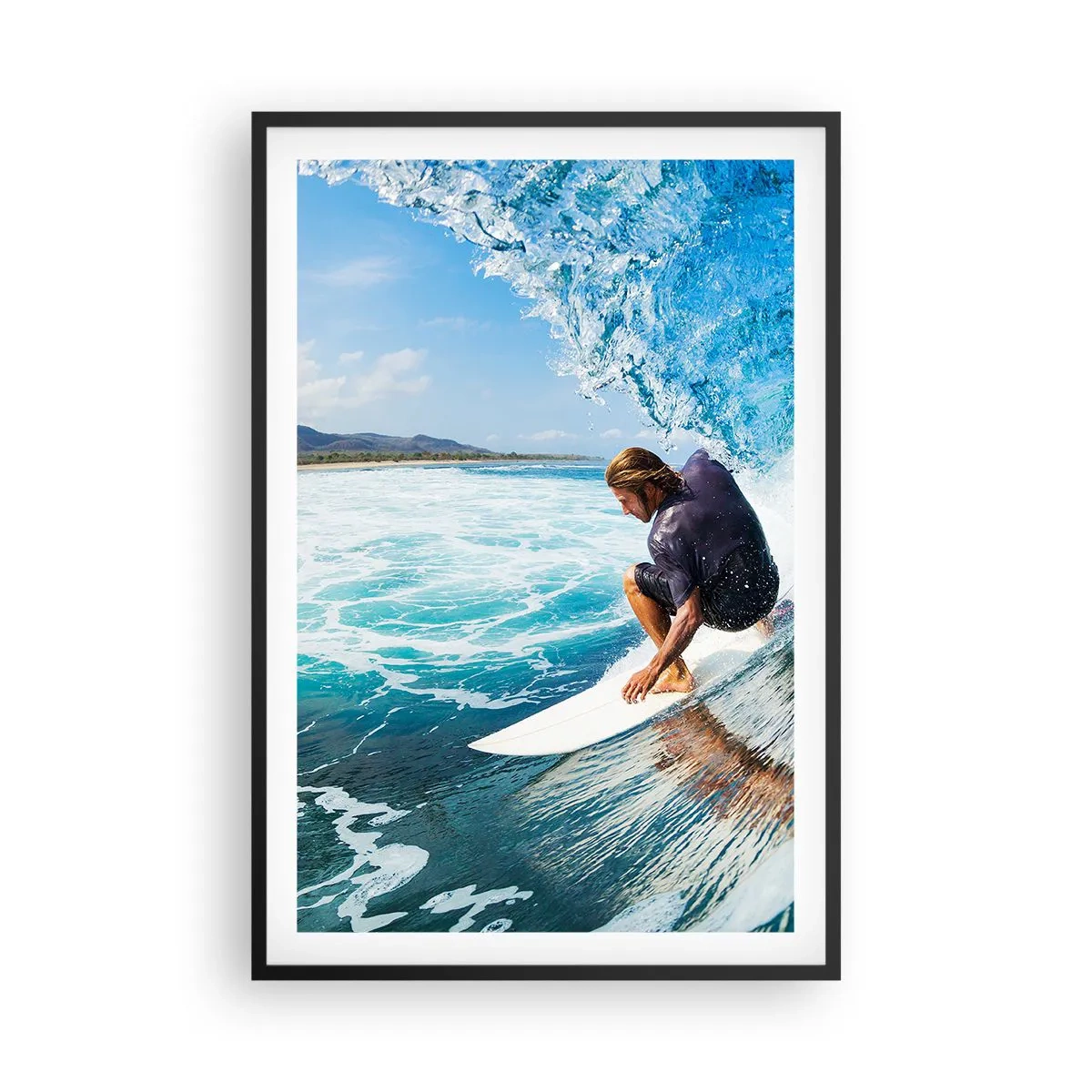 Póster en marco negro - Bailando con las olas - 61x91 cm