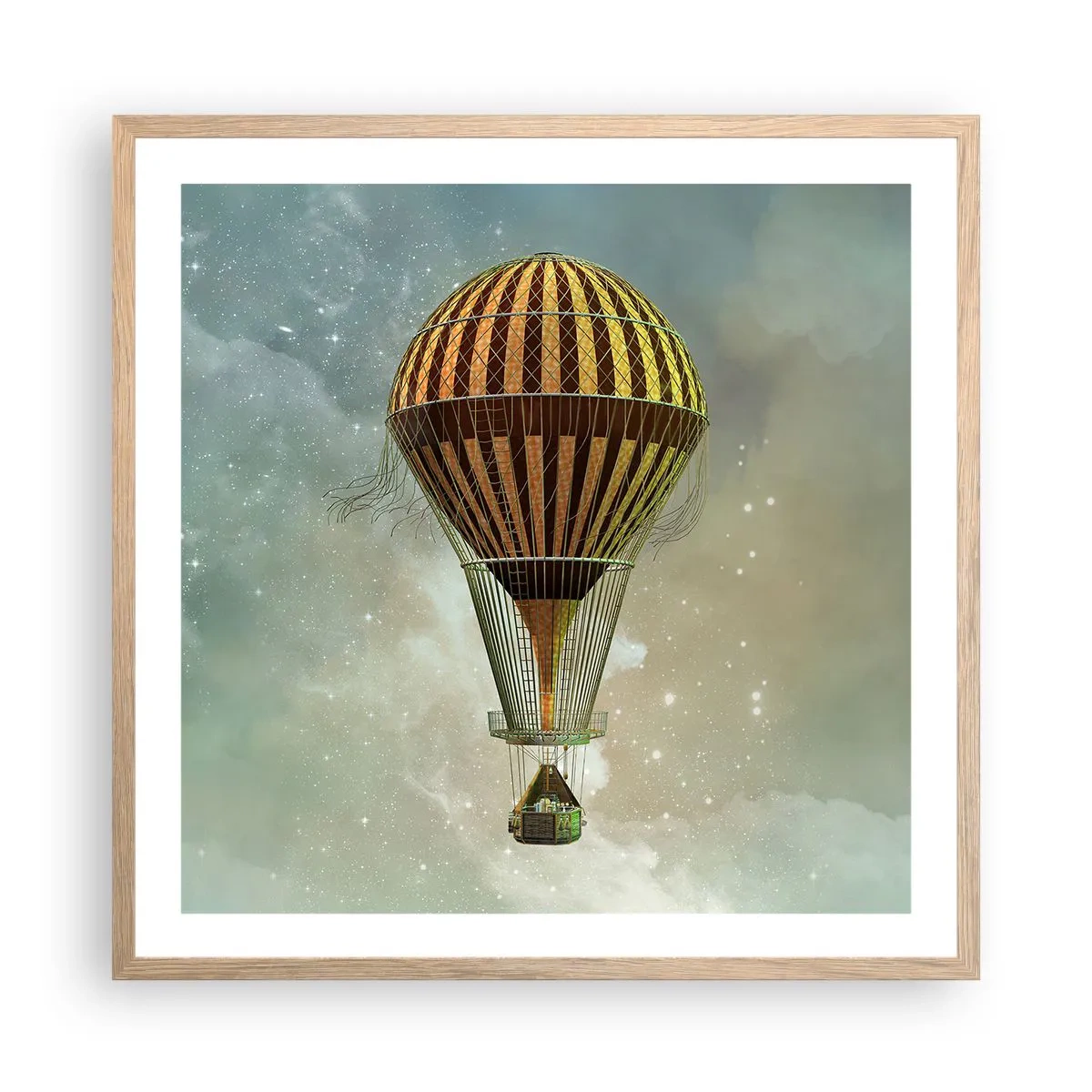 Póster en marco roble claro - Vuelos pioneros - 60x60 cm