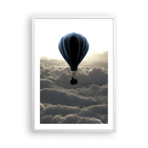 Póster en marco blanco - Un viajero por encima de las nubes - 50x70 cm