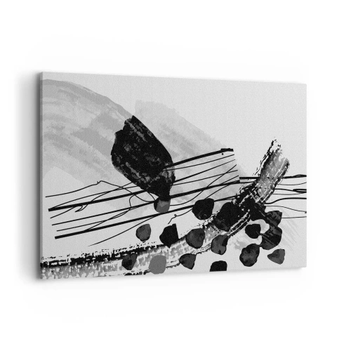 Cuadro sobre lienzo - Impresión de Imagen - Composición abstracta en blanco y negro con formas orgánicas. - 100x70cm - Abstracción orgánica en blanco y negro - Decoración de pared moderna para salón y dormitorio ARTTOR