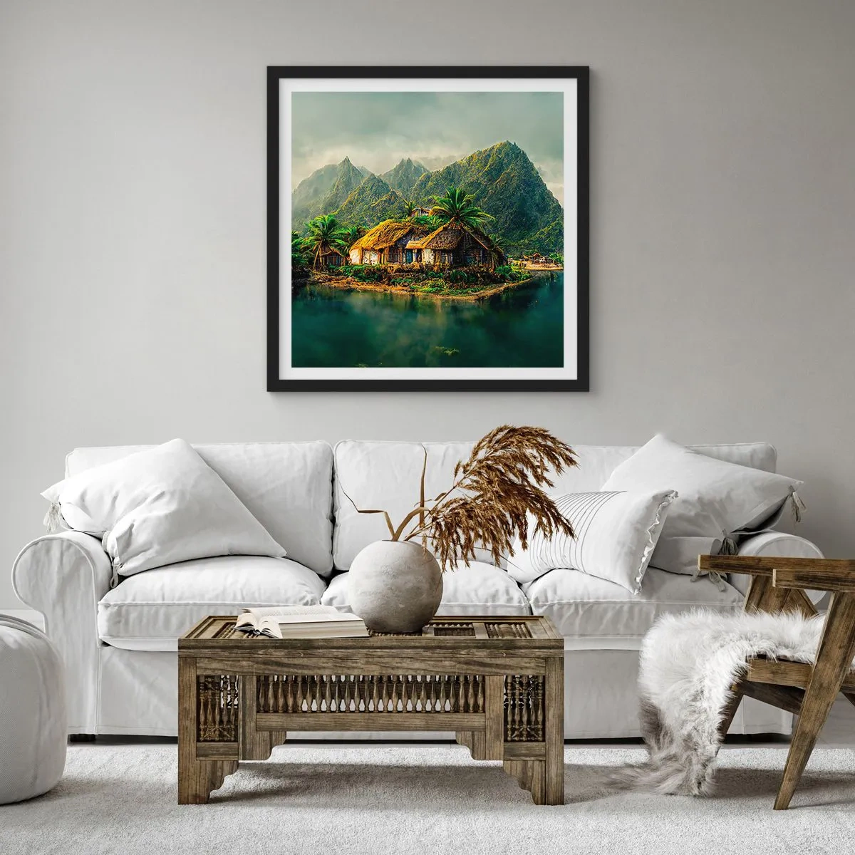 Póster en marco negro - Paraíso tropical - 60x60 cm