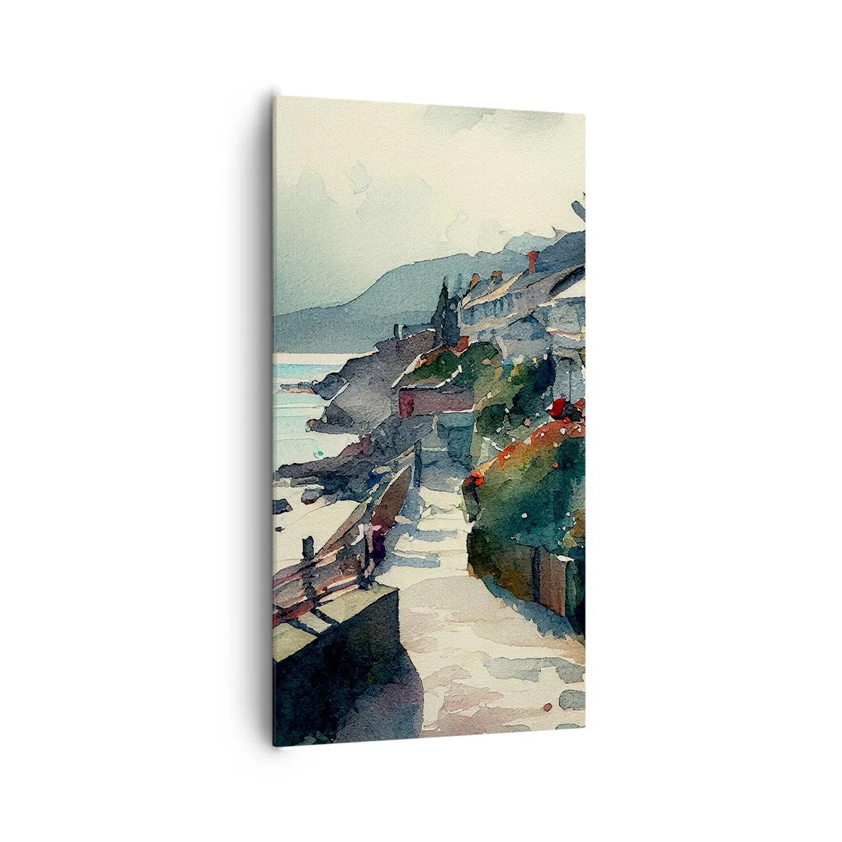 Cuadro sobre lienzo - Impresión de Imagen - Ciudad mediterránea - 65x120 cm