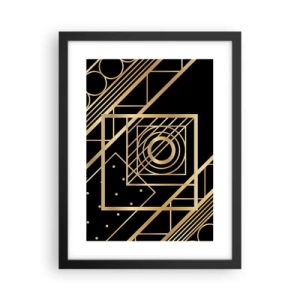 Póster en marco negro - Geometría dorada - 30x40 cm