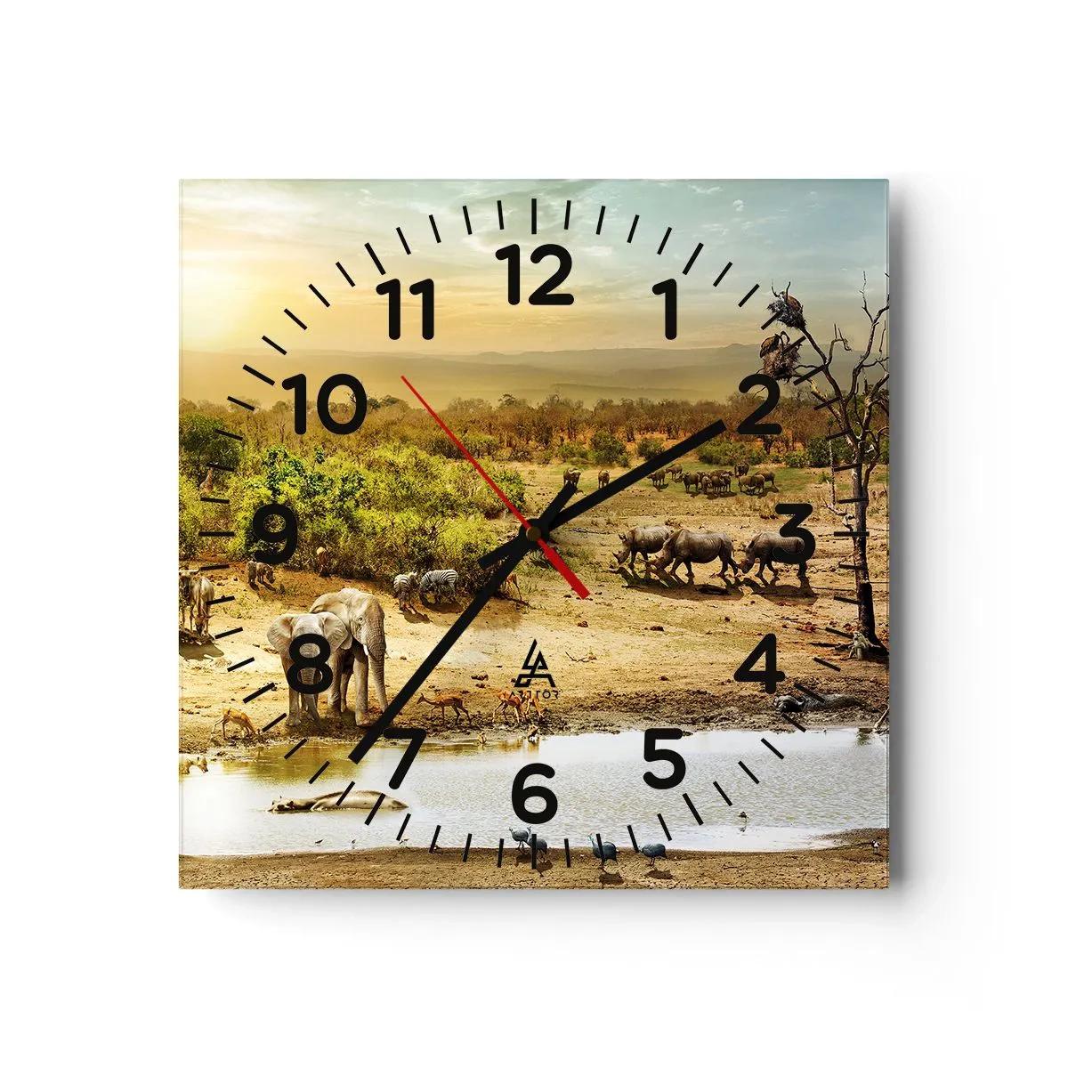 Reloj de pared - Reloj de vidrio - Y del Edén fluyó un río... - 40x40 cm