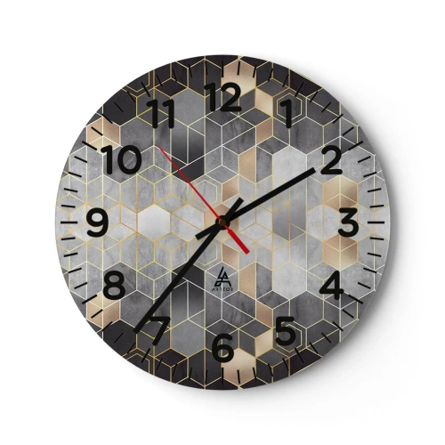 Reloj de pared - Reloj de vidrio - Composición de diamantes - 30x30 cm
