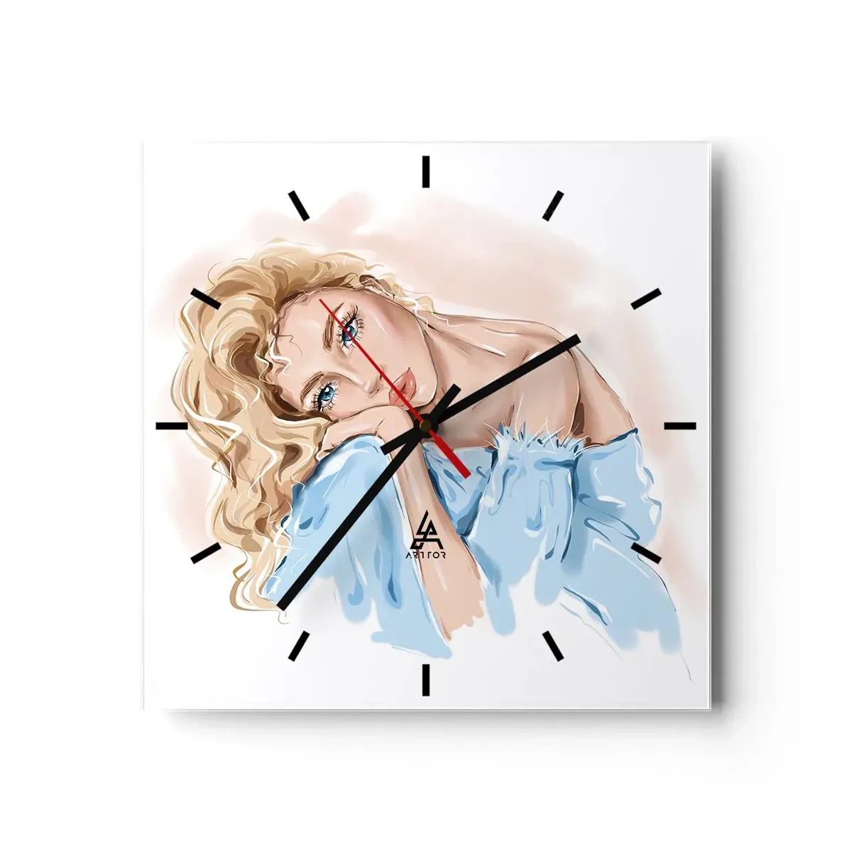 Reloj de pared - Reloj de vidrio - Soñar en azul - 40x40 cm