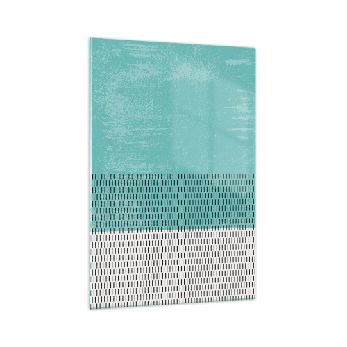 Cuadro sobre vidrio - Impresiones sobre Vidrio - Composición geométrica con turquesa y líneas. - 70x100cm - Composición equilibrada - Decoración de pared moderna para salón y dormitorio ARTTOR