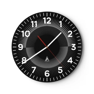 Reloj de pared - Reloj de vidrio - Sol negro - 40x40 cm
