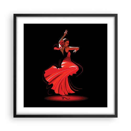 Póster en marco negro - El espíritu ardiente del flamenco - 50x50 cm