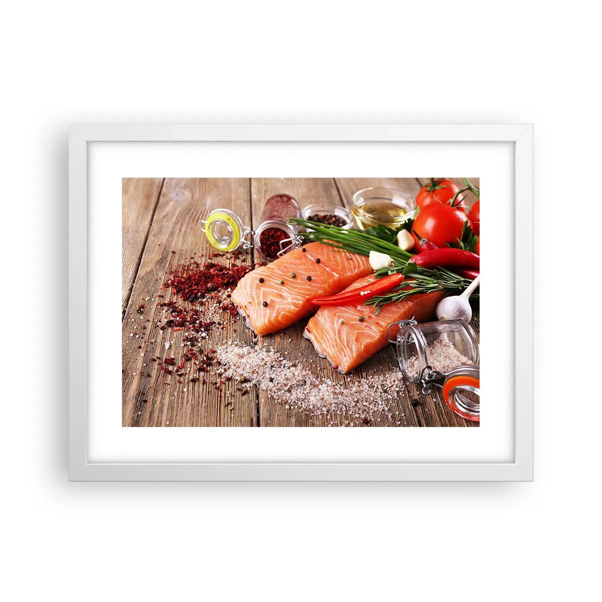 Póster en marco blanco - Una aventura noruega en la cocina - 40x30 cm