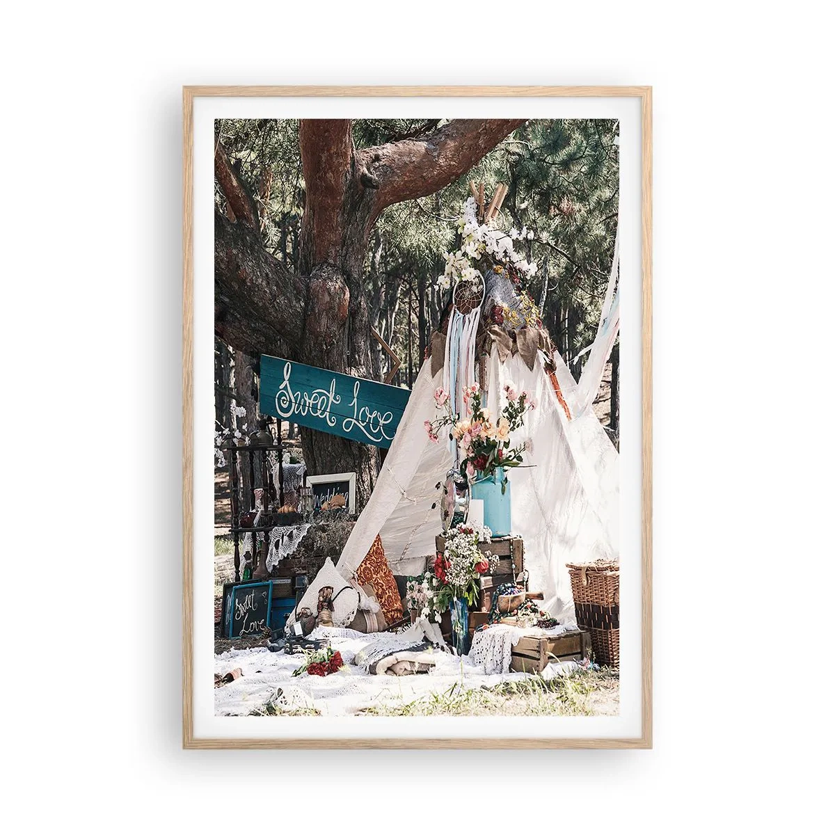 Póster en marco roble claro - Amor exótico - 70x100 cm