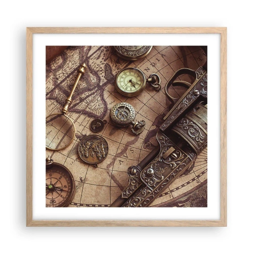 Póster en marco roble claro - La aventura llama - 50x50 cm