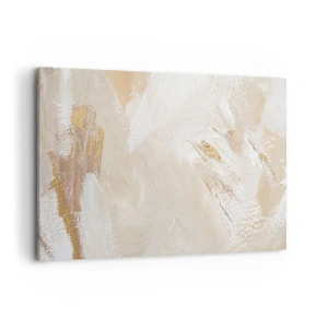 Cuadro sobre lienzo - Impresión de Imagen - Delicados tonos abstractos en tonos beige y dorado. - 120x80cm - Composición en pastel - Decoración de pared moderna para salón y dormitorio ARTTOR