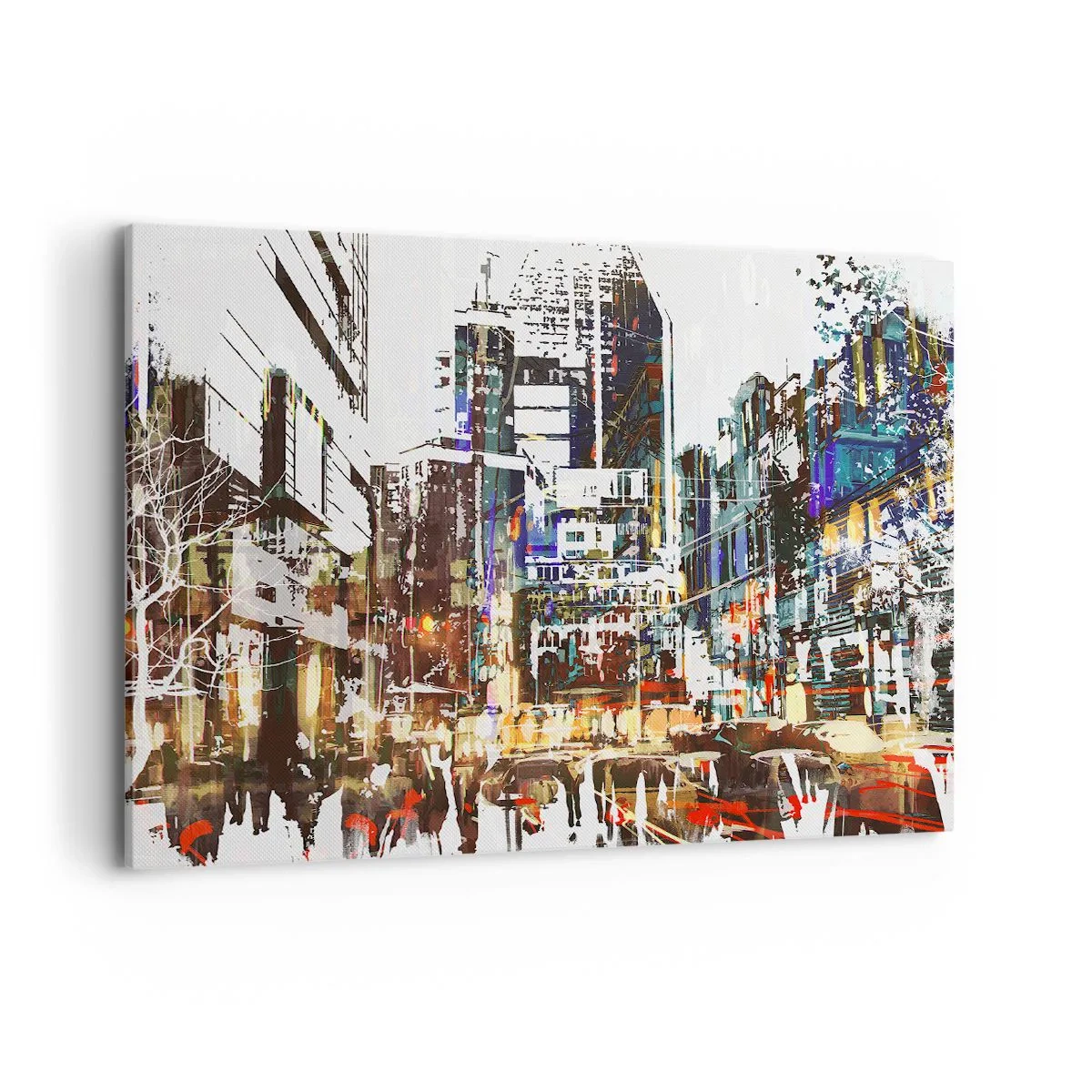 Cuadro sobre lienzo - Impresión de Imagen - Un paisaje urbano moderno de estilo artístico. - 100x70cm - Ciudad parpadeante - Decoración de pared moderna para salón y dormitorio ARTTOR