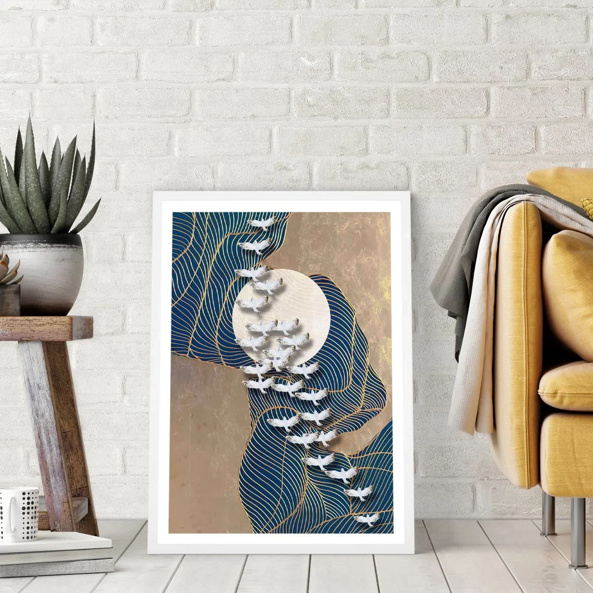 Póster en marco blanco - Libertad en bandada comunidad - 30x40 cm