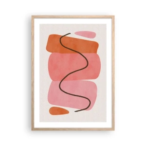 Póster en marco roble claro - Suave movimiento de formas - 50x70 cm