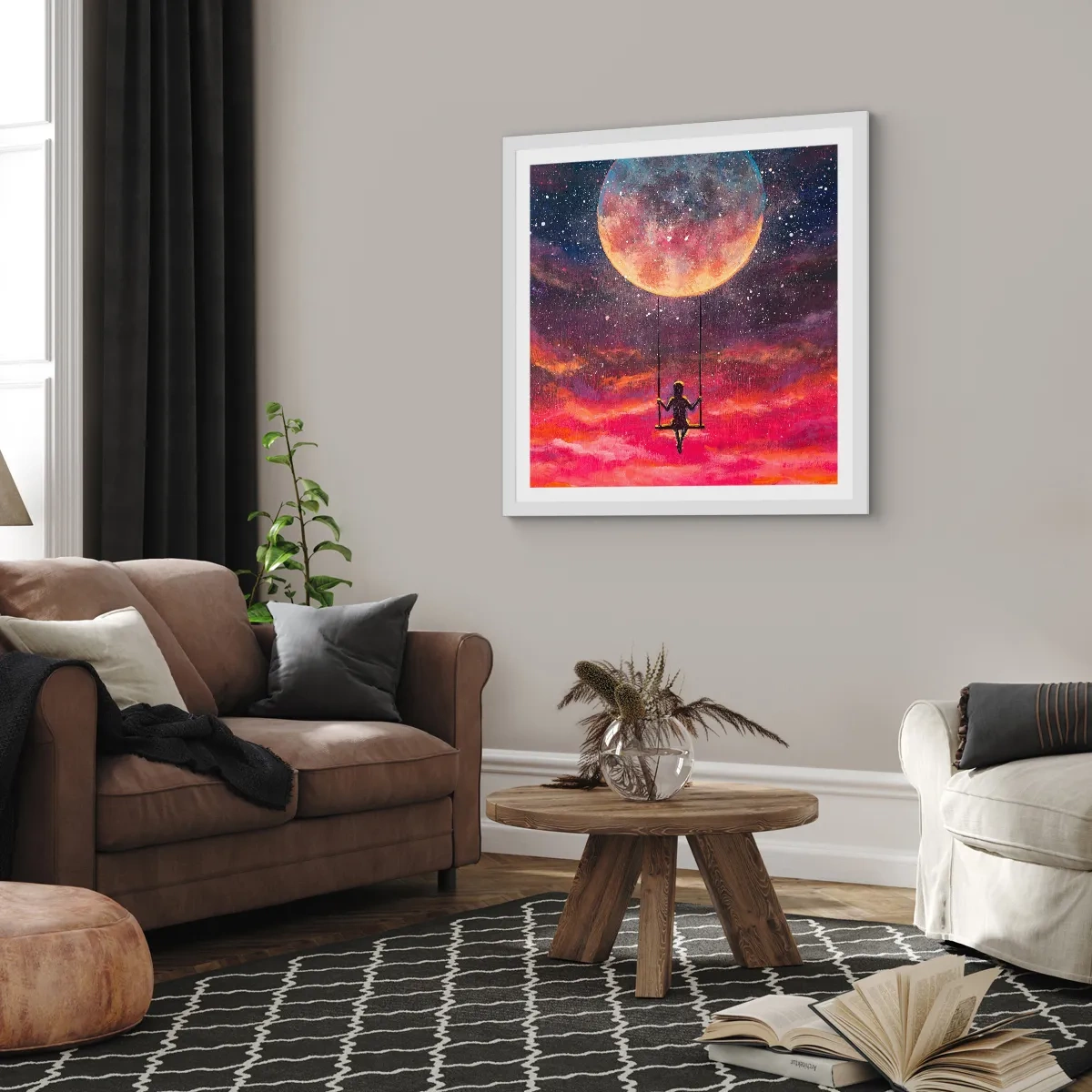Póster en marco blanco - Disfrutar de las nubes - 50x50 cm