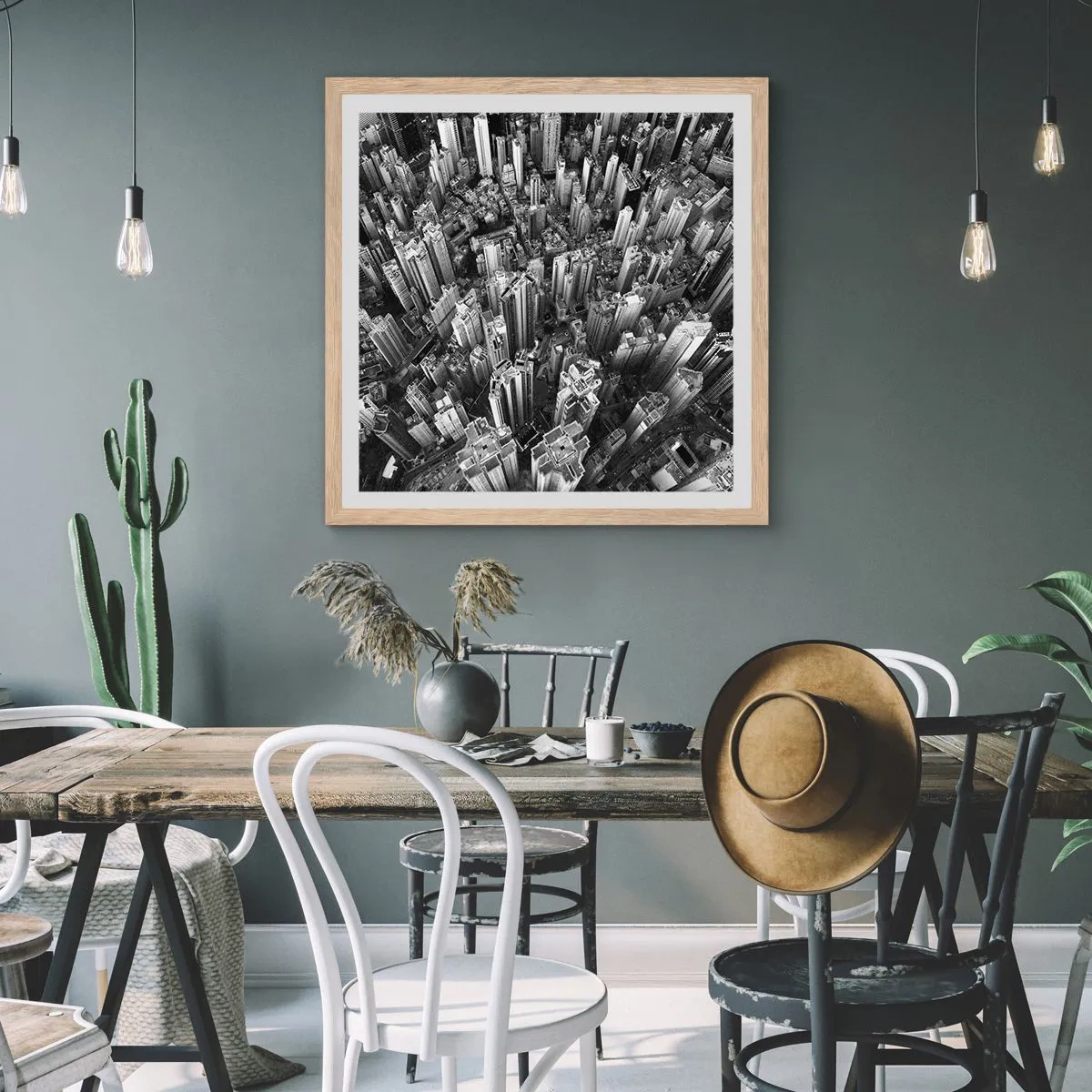 Póster en marco roble claro - Cada vez más alto - 60x60 cm