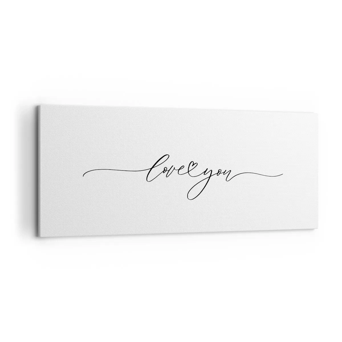 Cuadro sobre lienzo - Impresión de Imagen - La inscripción "Te amo" en una fuente elegante. - 120x50cm - Negro sobre blanco - Decoración de pared moderna para salón y dormitorio ARTTOR