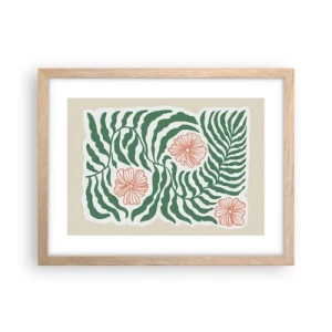 Póster en marco roble claro - Florecido en verde - 40x30 cm