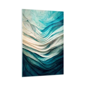 Cuadro sobre vidrio - Impresiones sobre Vidrio - Ondas dinámicas en tonos azules y blancos. - 70x100cm - Azul insaciable - Decoración de pared moderna para salón y dormitorio ARTTOR